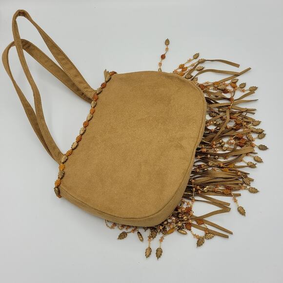 Vintage Elcanti Accessories Boho Beaded Festival Fringe Faux Suede Shoulder Bag - Picture 2 of 16